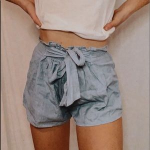Striped Tie Front Shorts